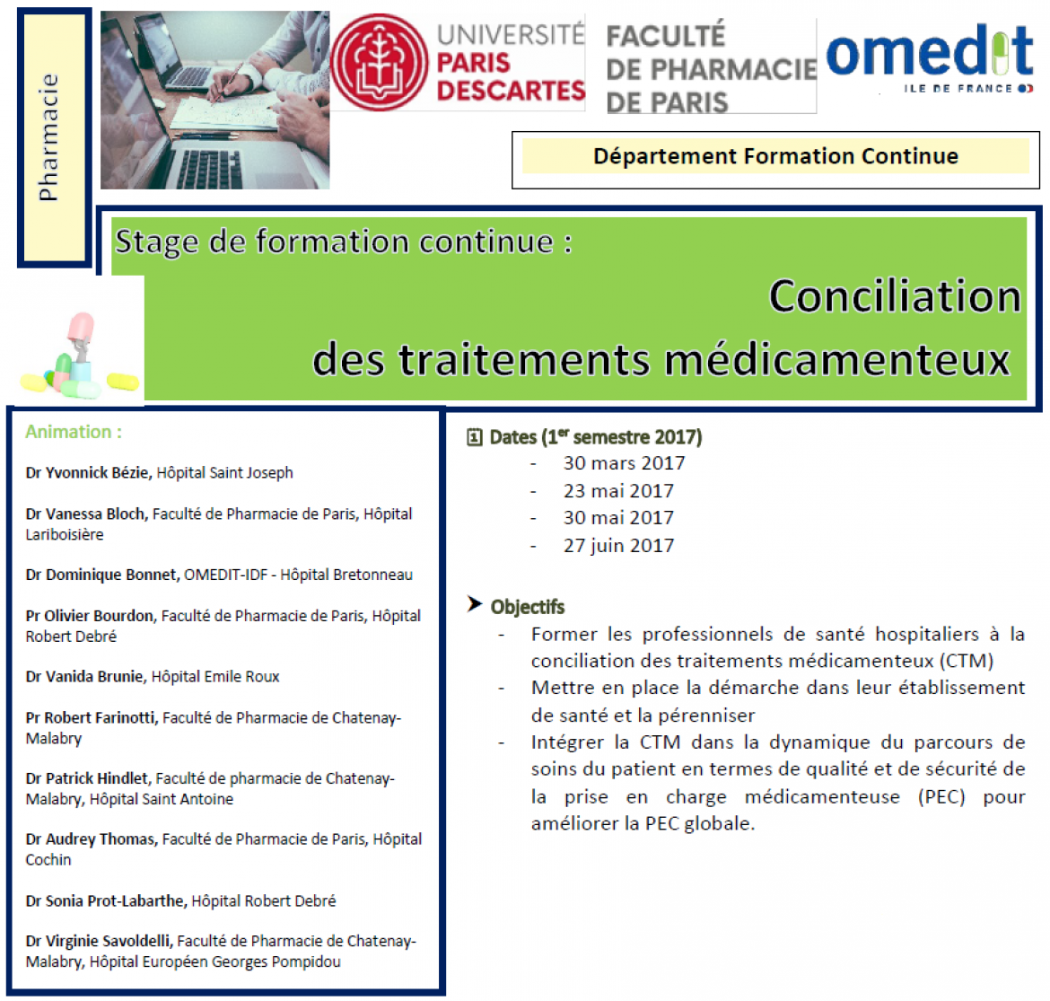 Conciliation des traitements médicamenteux : Formations en Ile-de-France – Nouvelles dates !